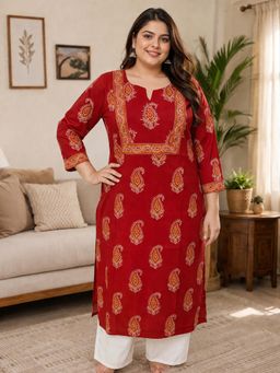 Rajnandini - Maroon Paisley Cotton Kurta