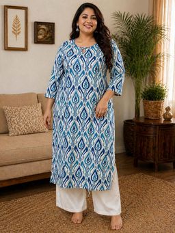 Rajnandini - Blue Printed Cotton Kurta