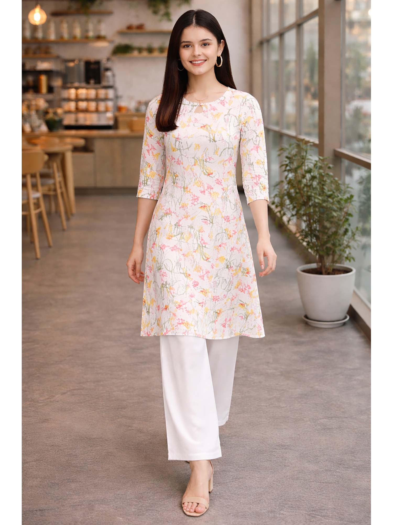 rajnandini White Floral Cotton Kurta-picture-11