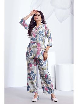 Anaita - Blue Floral Linen Co-Ord Set