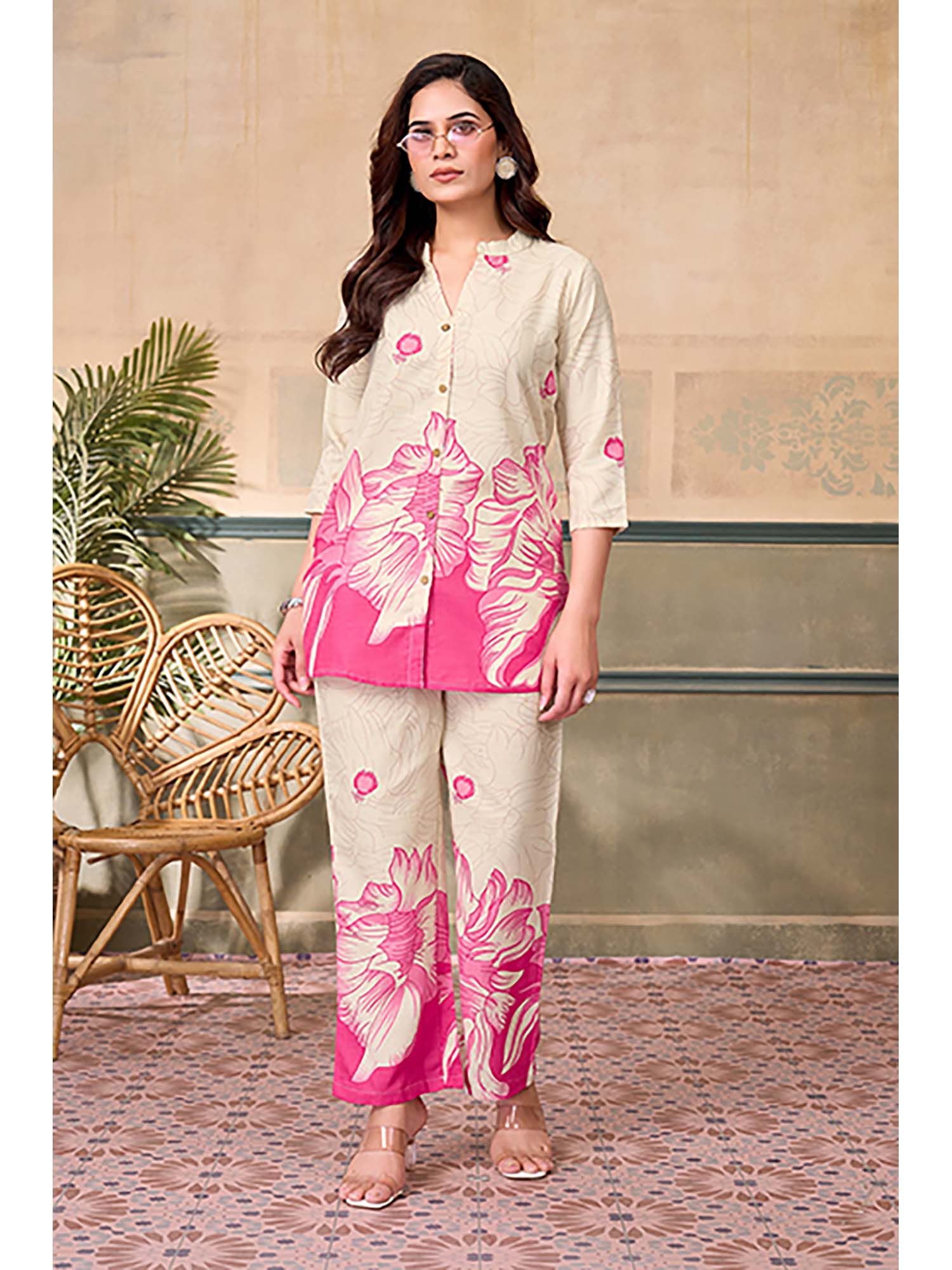 anaita Pink Floral Linen Co-Ord Set-picture-19