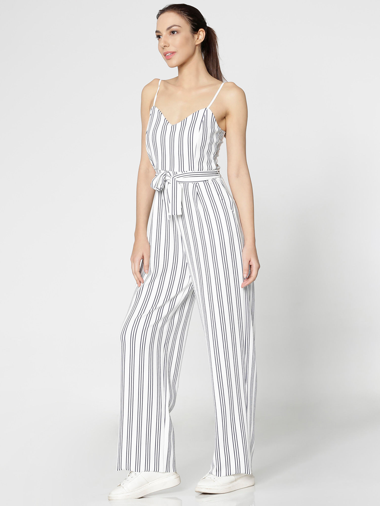 Buy ONLY White Striped Jumpsuit Online 