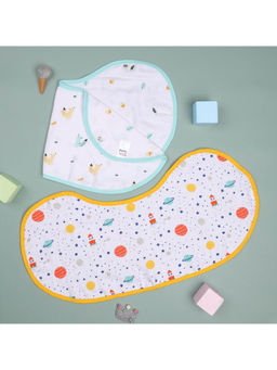 Kicks and Crawl - Multi-Color Baby Explorer Reversible Organic Burp Cloth Bibs (Pack Of 2)