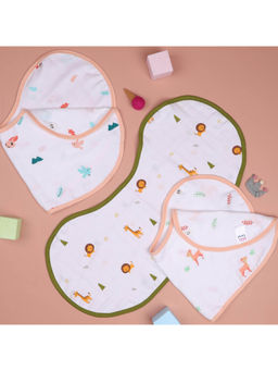 Kicks and Crawl - Multi-Color Fun In Forest Reversible Organic Burp Cloth Bibs (Pack Of 2)