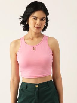 BRINNS - Keyhole Neck Crop Top Pink