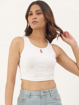 BRINNS - Keyhole Neck Crop Top White