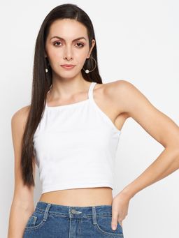 BRINNS - Shoulder Straps Fitted Crop Top White