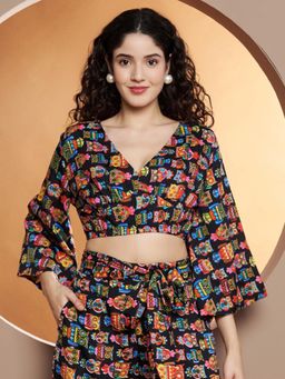 BRINNS - Bell Sleeve Crop Top Multi-Color