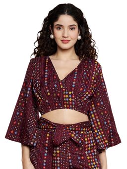 BRINNS - Bell Sleeve Crop Top Maroon