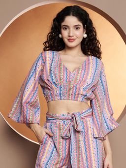BRINNS - Bell Sleeve Crop Top Multi-Color