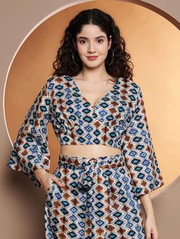 BRINNS - Bell Sleeve Crop Top Multi-Color