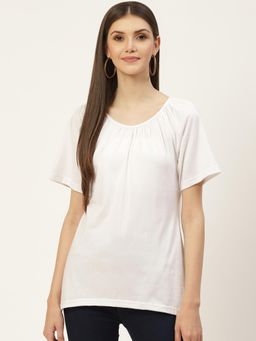 BRINNS - Solid Pure Cotton Curved Hem Top White