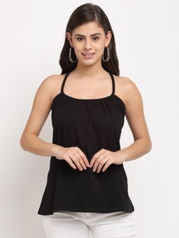 BRINNS - Shoulder Straps Styled Back Top Black