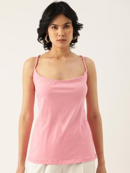 BRINNS - Shoulder Straps Styled Back Top Pink