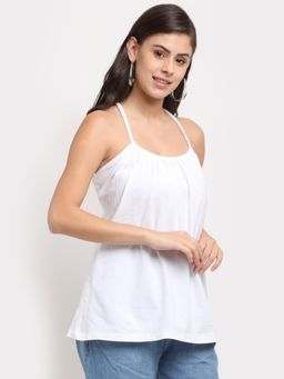 BRINNS - Shoulder Straps Styled Back Top White