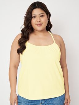 BRINNS - Plus Size Shoulder Straps Styled Back Top Cream