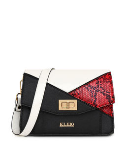 KLEIO - Colorblock Side Sling Party Spacious Crossbody Handbag for Ladies and Girls Black