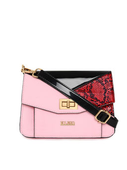 KLEIO - Colorblock Side Sling Party Spacious Crossbody Handbag for Ladies and Girls Pink