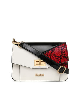 KLEIO - Colorblock Side Sling Party Spacious Crossbody Handbag for Ladies and Girls White