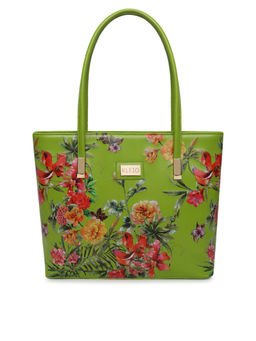KLEIO - Floral Printed Zipper Tote Shoulder Handbag