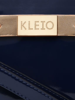 KLEIO - Patent PU Leather Sling Crossbody Pouch for Women(HO8061KL-NB)(NAVY BLUE)