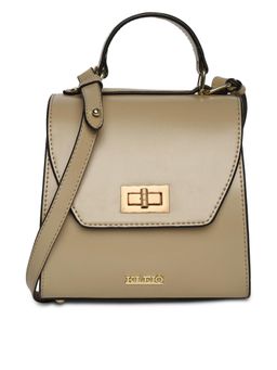 KLEIO - Solid Color Top Handle Structured Handbag for Women (HO9041KL-BE)(BEIGE)
