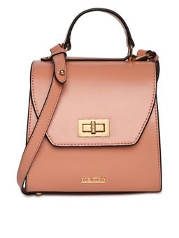 KLEIO - Solid Color Top Handle Structured Handbag for Women (HO9041KL-PE)(PEACH)