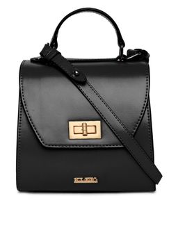 KLEIO - Solid Color Top Handle Structured Handbag for Women (HO9041KL-BL)(BLACK)