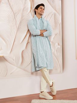 Vastramay - Men Blue Rayon Embroidered Dupatta