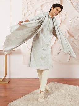 Vastramay - Men Grey Rayon Embroidered Dupatta