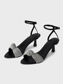 RSVP by Nykaa Fashion - Black Embellished Pointed Toe Ankle Strap Heels For Women