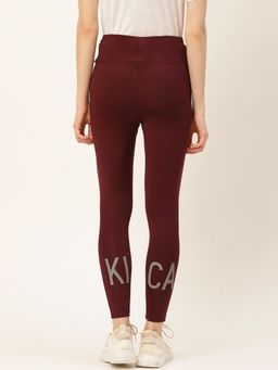 Kica - High Waisted Leggings With Reflective Letters At Ankles