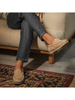 NAUVAB - Nagra Beige Suede Round Toe Loafer
