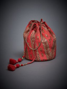 RI.Ritu Kumar - Peach Satnam Embroidered Potli