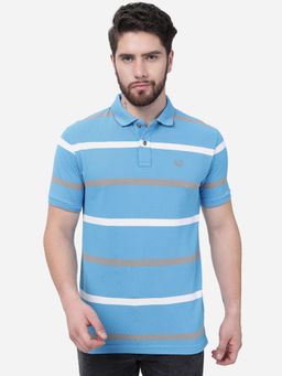 Greenfibre - Men Multi Color Cotton Blend Slim Fit Stripes Polo T Shirt