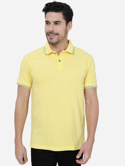 Greenfibre - Men Yellow Solid Slim Fit Polo T Shirt