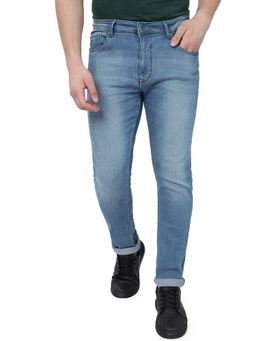 JadeBlue - Men's River Blue Cotton Stretch Straight Fit Solid Washed Jeans