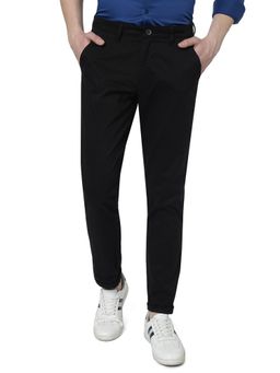 Greenfibre - Men's Solid Black Cotton Neo Fit Casual Trouser