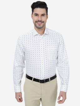 JadeBlue - Men White Printed Regular Fit Formal Shirt