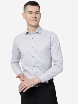 Greenfibre - Men Grey Cotton Blend Slim Fit Printed Formal Shirt