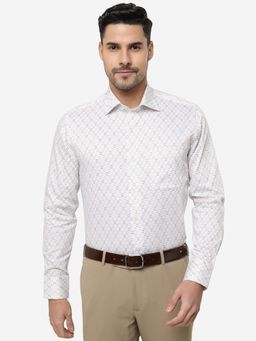 Metal - Men White Printed Slim Fit Formal Shirt