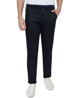 Greenfibre - Men's Navy Blue Solid Neo Fit Casual Trouser