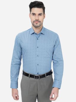 Greenfibre - Men Blue Printed Slim Fit Formal Shirt