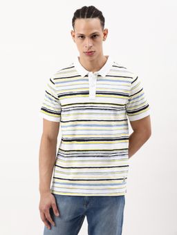Lee - Men Striped White Polo T Shirt Slim