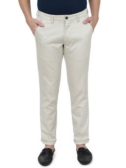 Greenfibre - Men's Cream Solid Neo Fit Casual Trouser