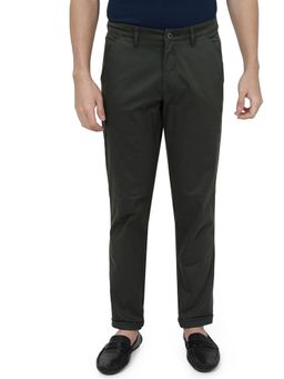 Greenfibre - Men's Olive Green Solid Neo Fit Casual Trouser