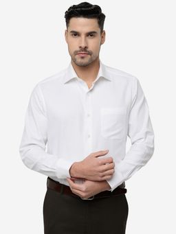 Metal - Men White Solid Slim Fit Formal Shirt