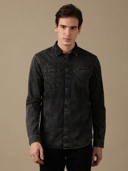 Wrangler - Men Solid Black Shirt Regular