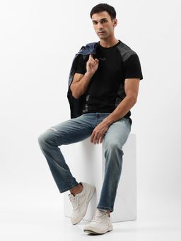 Wrangler - Men Solid Black T Shirt Regular