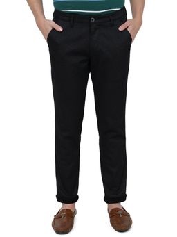 Greenfibre - Men's Black Solid Neo Fit Casual Trouser